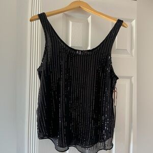Wilster Black Ribbed Sequin Tank Top